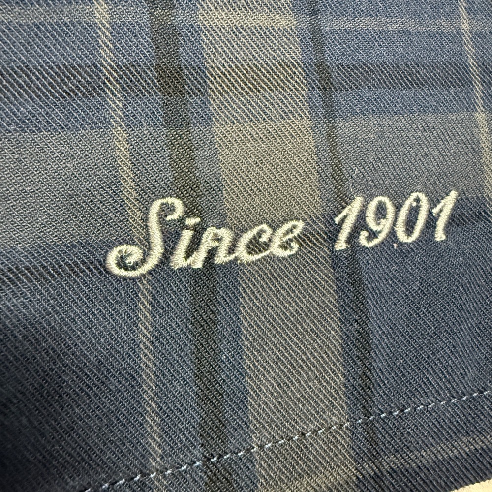 Indian Motorcycle Button Down Shirt Mens Medium Blue Plaid Long Sleeve Moto - Picture 11 of 13